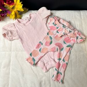 Charlotte & Star Girls 0-3M Solid Bodysuit & Lemon Pants Set